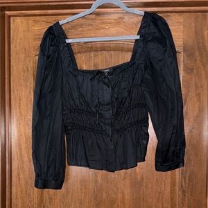 J. Crew Black Ruched Blouse